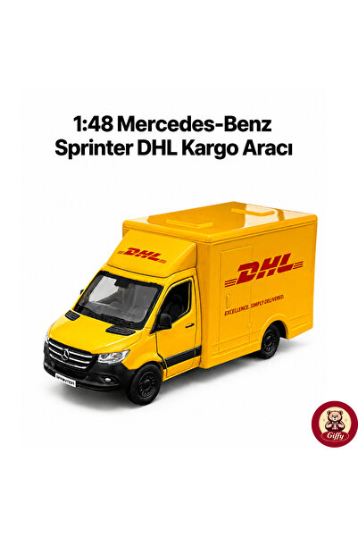 giffy Oyuncak Metal 1:48 Mercedes-Benz Sprinter DHL Kargo Aracı Die-Cast Meta...