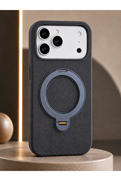 HYPERSOFT Iphone 17 Pro Max (6.9 inç) Uyumlu Woven Dokuma Kumaş 360 Dönen Met...