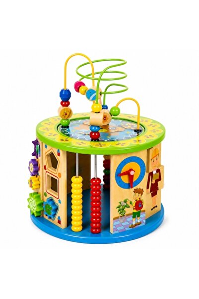 KRUZZEL Cub educativ din lemn, Jucărie Montessori 11 în 1, Sortator de forme,...