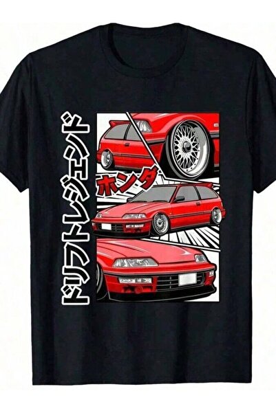 25W Japanese Old-School JDM Tuning Car T-Shirt Mens Black T-SHIRT - Vintage U...