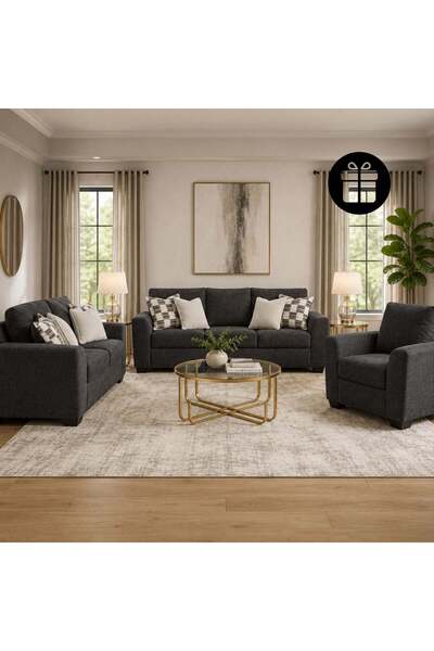 Ashley Furniture طقم أريكة لوريو مع طاولتين ميلوتون مجانيتين (مجموعة من 3 قطع)