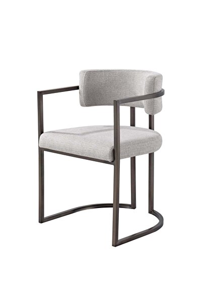 Roots Furniture كرسي طعام أليكسا باللون الرمادي الفاتح - أرجل برونزية