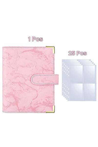 Choice11 Pink Marbling Kpop Photocard Binder with 25 Pages 4-Pocket Card Coll...