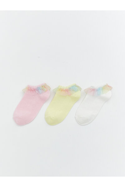 LC Waikiki Lace Detailed Girls' Trainer Socks 3-Pack