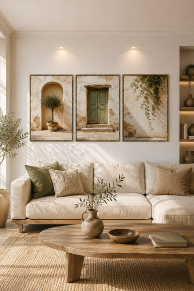 ARTI HOME Σετ 3 Ξύλινων Διακοσμητικών Πινάκων με Μεσογειακή Έμπνευση – Διακόσ...