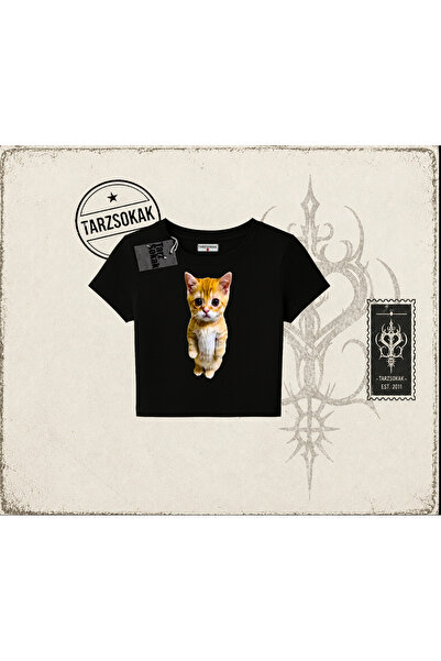 Tarzsokak Unisex Sad Cat el gato Kadın Baby Tee Beyaz