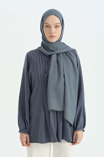 Nihan Cotton Naia Blend Natural Shawl - Indigo