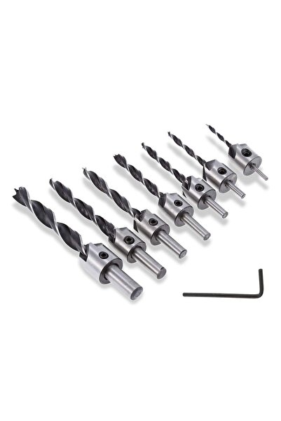 STARSTAR 7-Piece Set of 5-flute countersunk high-speed steel drill bits - woo...