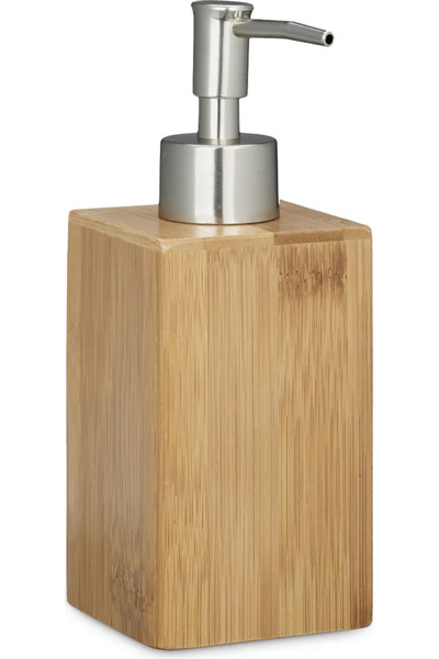 STARSTAR Square Natural Bamboo 200ml Manual Hand Soap & Lotion Dispenser-2-Pi...