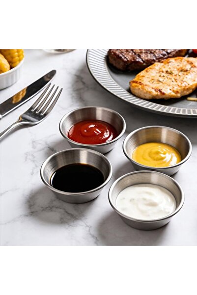 STARSTAR 10 Pcs Compact Stainless Steel Mini Sauce Bowls - Reusable Dipping C...