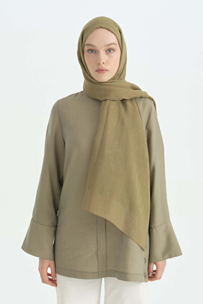 Nihan Cotton Naia Blend Natural Shawl - Olive