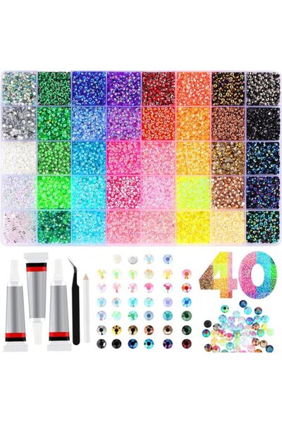 OEM Set de strasuri de lux pentru unghii - 32.000 de piese - 40 de culori - K...