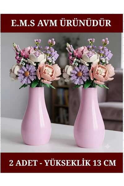 E.M.S AVM 2 Pieces Vase Drop Vase Decorative Vase Pastel Pink Color 13 cm X 7...