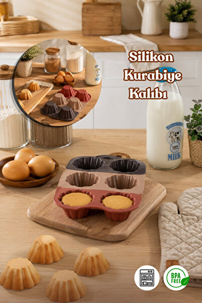 Porsima 30010-3 Silikon Çiçek Muffin Kalıbı 6'lı | Yapışmaz Cupcake ve Mini K...