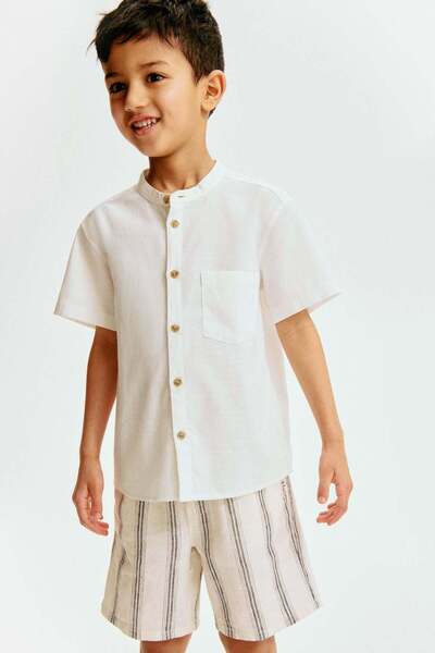 H&M Linen-blend grandad shirt