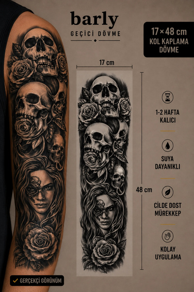 Barly Kurukafa Kol Geçici Dövme Tattoo