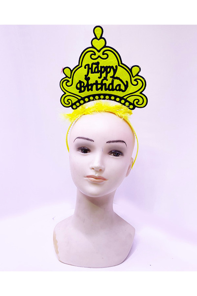 OSKA GLOBAL Happy Birthday Neon Yellow Color Birthday Crown 24X15 cm