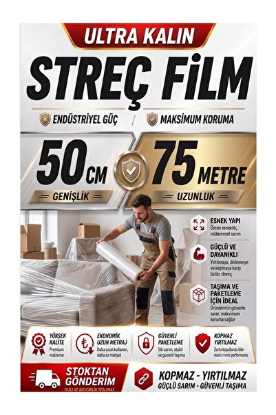Genel Markalar Metel Palet Streç Film 50 cm En * 75 mt Uzunluk 1 Bobin 1 kg