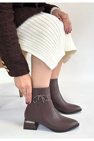 ALFA AKSESUAR 03 Harly Brown Leather Heeled Boots