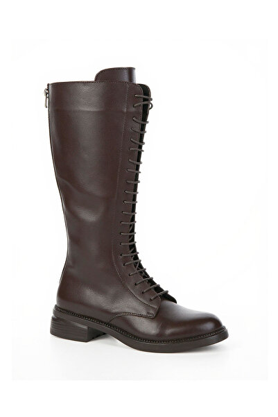 Bulls & Gulls Women's Genuine Leather Lace-Up Boots with Back Zipper