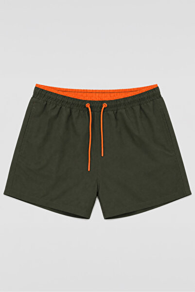 MARKAPIA Men's Quick-Dry Pocketed Mesh Khaki Swim Shorts