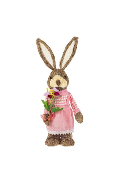 BAMI NETWORK Iepuraș de Paște cu Rochie Roz, 50cm, Decor Festiv