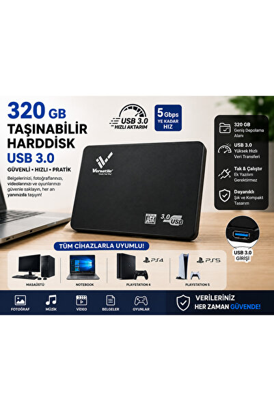 versatile 320 Gb Usb 3,0 Taşınabilir Harddisk