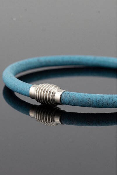Solfera Blue 4mm Thin Genuine Tumbled Leather Metal Magnetic Clip Men's Brace...