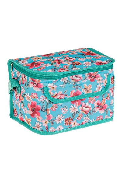 BAMI NETWORK Geanta izoterma turcoaz floral poliester 25x16x18cm 7L