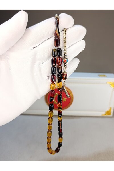 HALİL KOÇAK Hareli Fire Amber Praying Beads Capsule Cut
