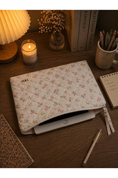 TALL WAY Mavi Gül desenli tablet kılıfı- 11-12 inç