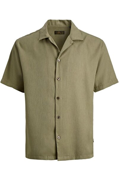 Jack & Jones Πουκάμισο ανδρικό κοντομάνικο Premium 12291048 "Blurico" χακί