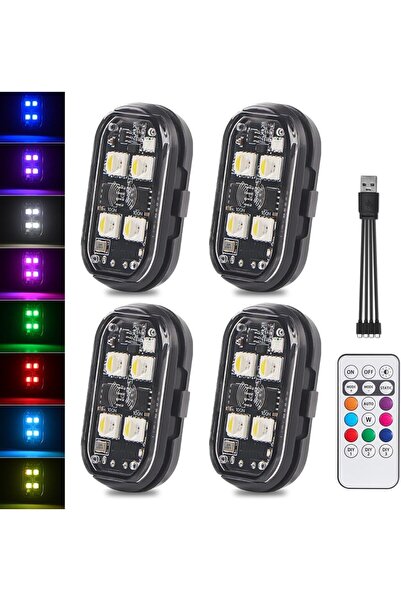 Morvena Picks Set de 4 lumini stroboscopice LED cu telecomandă pentru motocic...