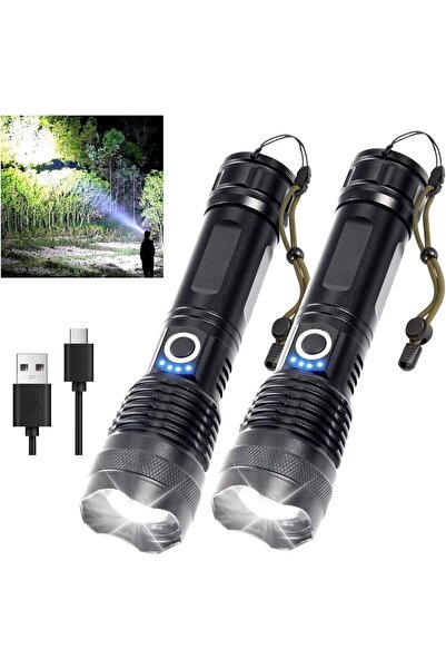 STARSTAR 4 high-lumen flashlights, USB rechargeable, powerful waterproof, ult...