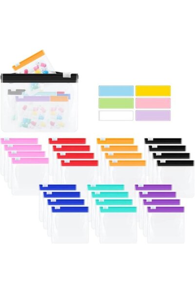 STARSTAR 28-Piece Portable Pill Zipper Bags, Transparent Plastic Bags with St...