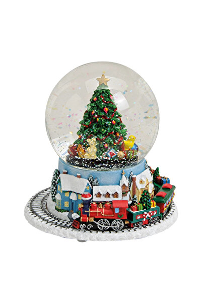 DecoDepot Musical snow globe with a train, 14x18x14 cm