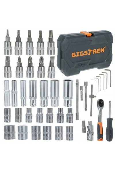 Bigstren Trusă de scule, cutie de scule 56 piese Chei tubulare de 1/4 inch