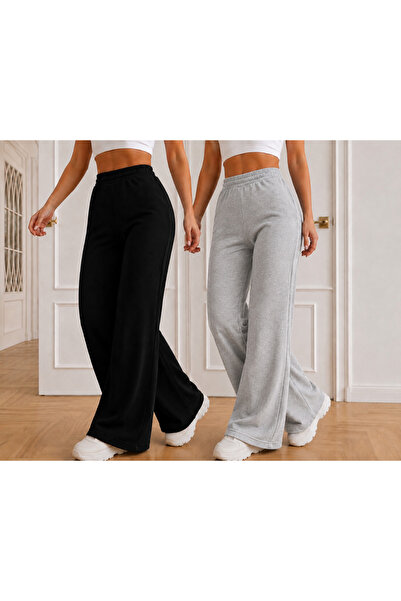 SANTAMİLA 2-Pack of Gray and Navy Blue Wide Leg Sweatpants