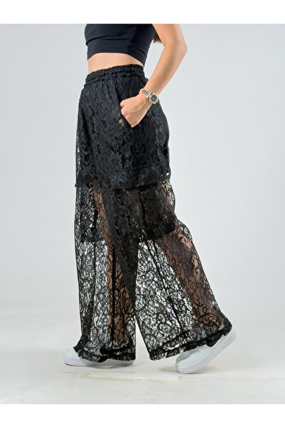 COCOPELLI Black Cargo Pocket Shorts Lace Baggy Women's Trousers Coc3321