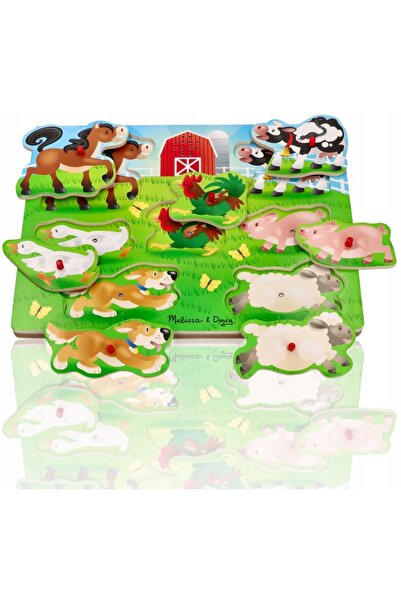 Melissa & Doug MELISSA&DOUG Puzzle sonor din lemn cu animale de fermă, 7 piese