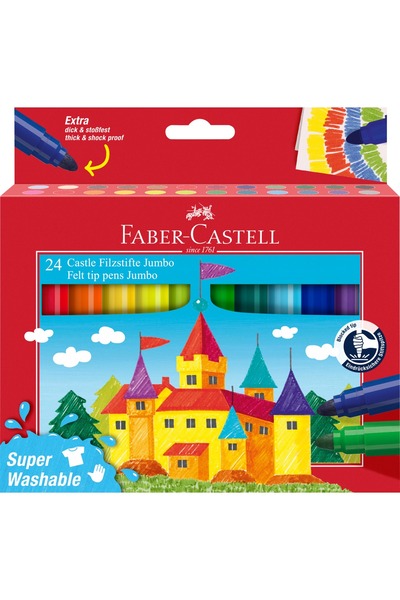NO BRAND FABER-CASTELL Markere școlare GROSI Jumbo, 24 de culori, cu închizăt...