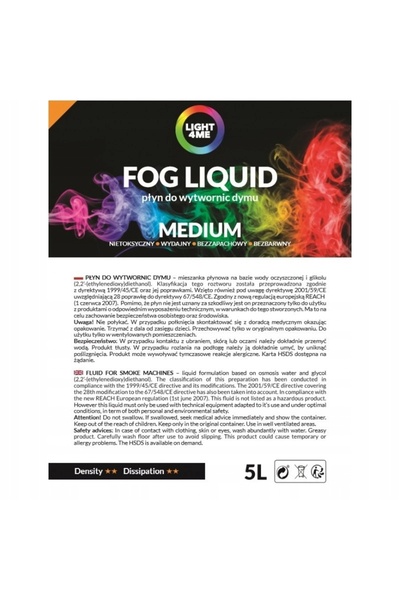 NO BRAND Lichid pentru generatoare de ceață Light4Me Fog Liquid Medium 5L 5 l