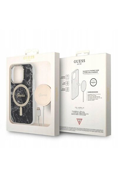 NO BRAND Husă Guess Marble MagSafe + Kit de încărcare pentru iPhone 14 Pro