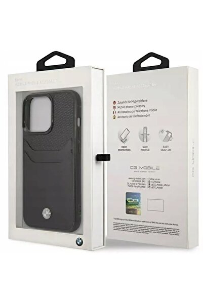 BMW Husă BMHCP14L22RSEPK iPhone 14 Pro 6,1 " negru Piele cu slot pentru carduri