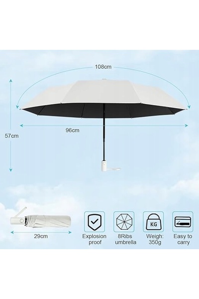 NO BRAND Umbrelă automată, rezistentă la furtună, cu cadru din oțel, compactă