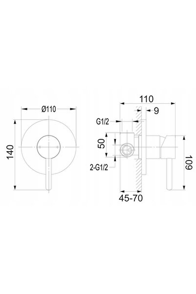 Omnires Baterie de duș încastrată Y grafit Y1245 GR