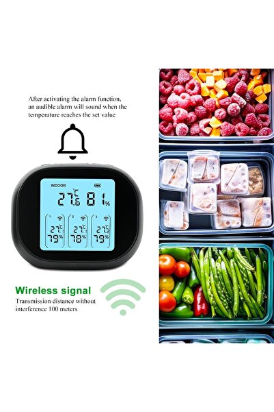 NO BRAND TERMOMETRU FRIGIDER CU 3 SENZORI ALARMĂ MIN/MAX LCD TERMOMETRU FRIGI...