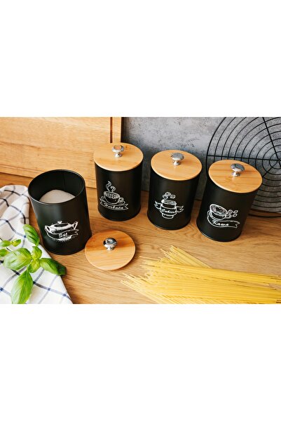 Brunbeste SET DE RECIPiente 4EL. CAfea Ceai Zahăr Sare cm Complet Oțel Negru
