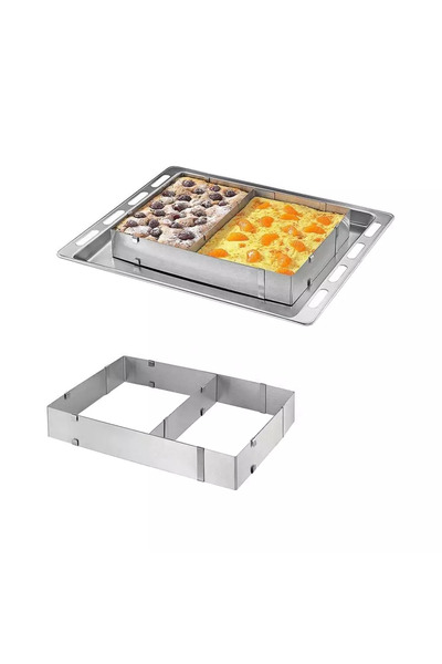 Perfect Home Tavă de copt reglabilă din inox, cu înjumătățire, înălțime de 5 cm
