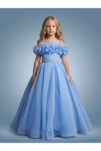 modallita Girl's Rose Princess Model Evening Dress